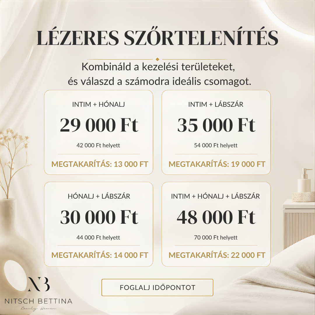 Kombinált lézeres szőrtelenítés csomagok Budapesten – intim, hónalj és lábszár kezelések kedvezményes áron